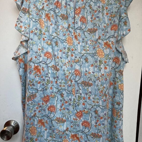 MELLODAY FLORAL PRINT DALTON SLEEVE TOP, SIZE Large - Picture 5 of 9
